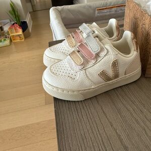 Veja Kids Sneakers in White, Pink, and Gold Brand New